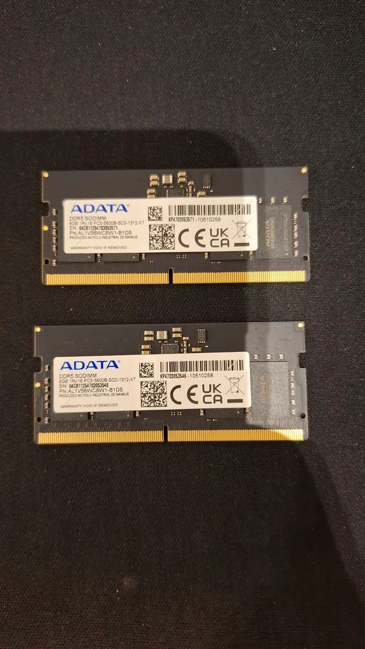 Memória RAM 8 GB DDR5 5600 Adata SODIMM para Notebook
