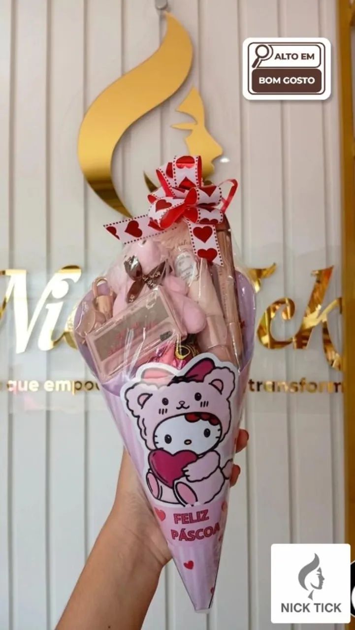 Buquê cone personalizado pra presente de páscoa com chocolate  - Foto 4