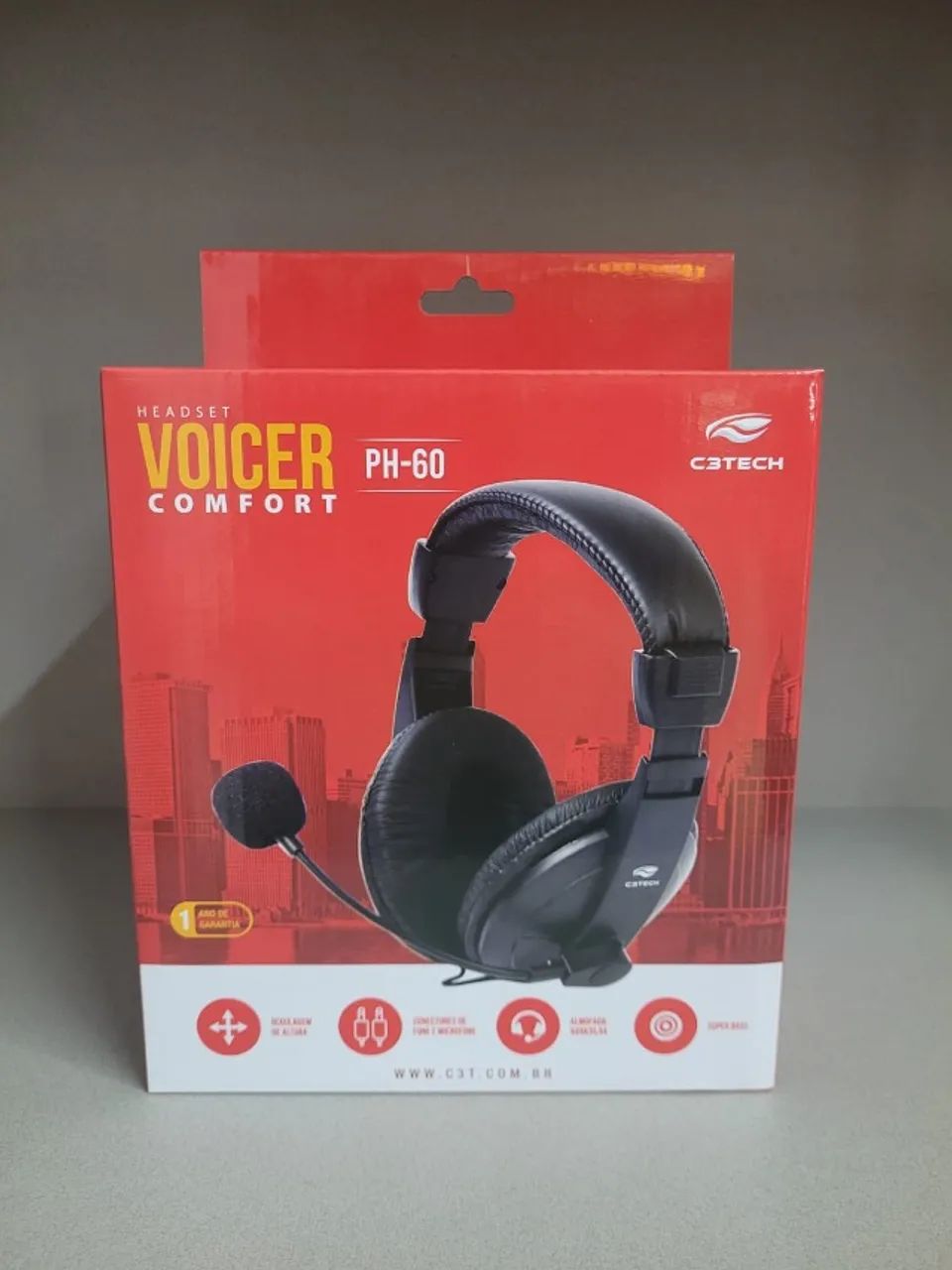 Headset com Microfone C3Tech Voicer Comfort PH-60BK. 