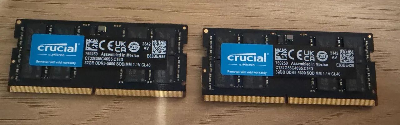 Crucial 64GB (32GB x2) DDR5-5600 メモリキット Crucial 64GB Kit (32GBx2) DDR5-5600 SODIMM | CT2K32G56C46S5