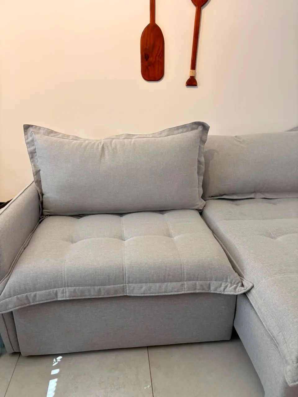 Sofá Cama Retrátil Cinza 2,24m - Moderno e Super Confortável! - Foto 5