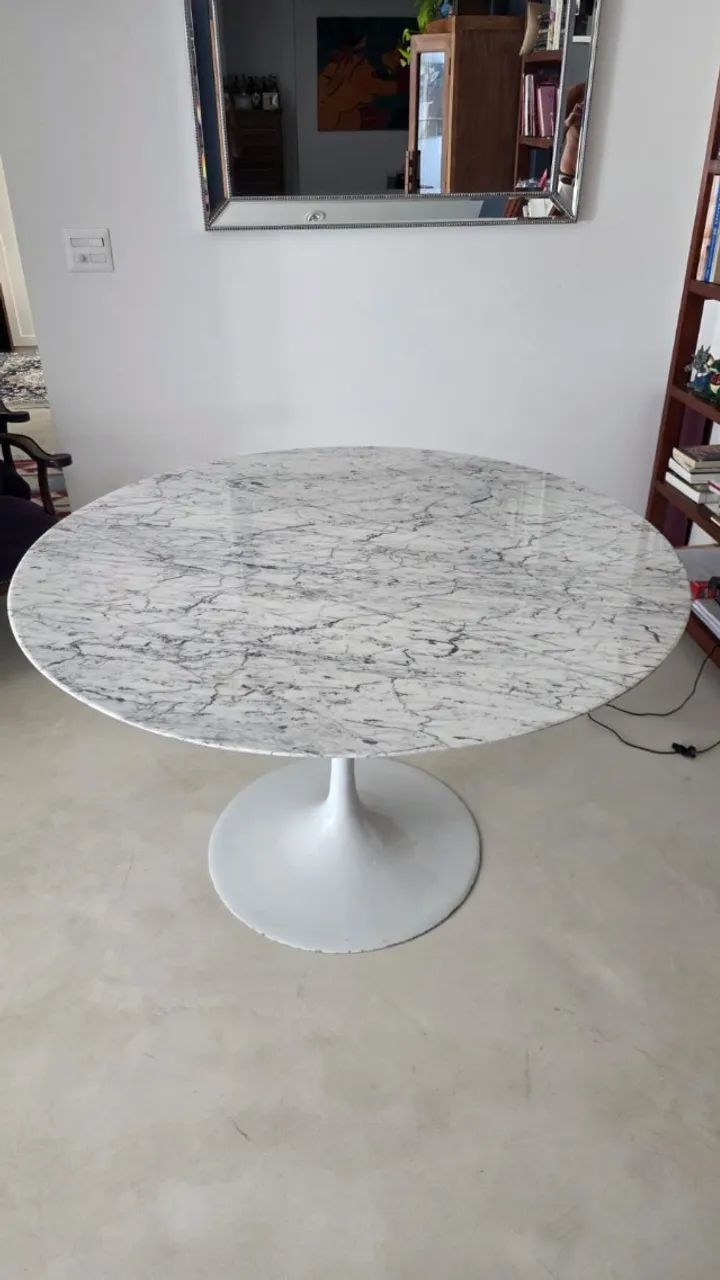 Mesa Saarinen redonda mármore Carrara 1,25m - Foto 2