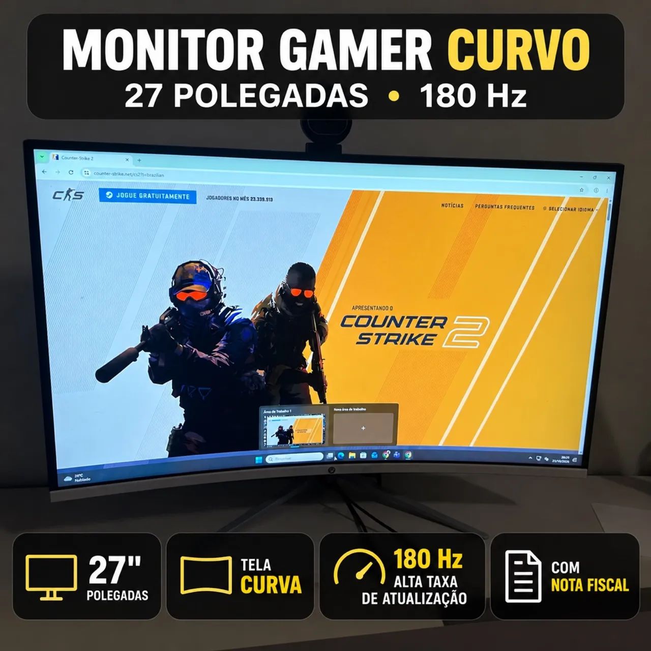 Monitor gamer curvado 27 polegadas