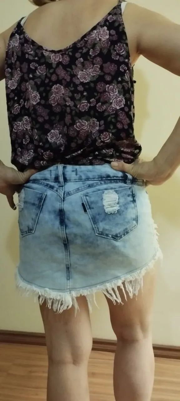 Mini saia jeans 40 - Foto 2