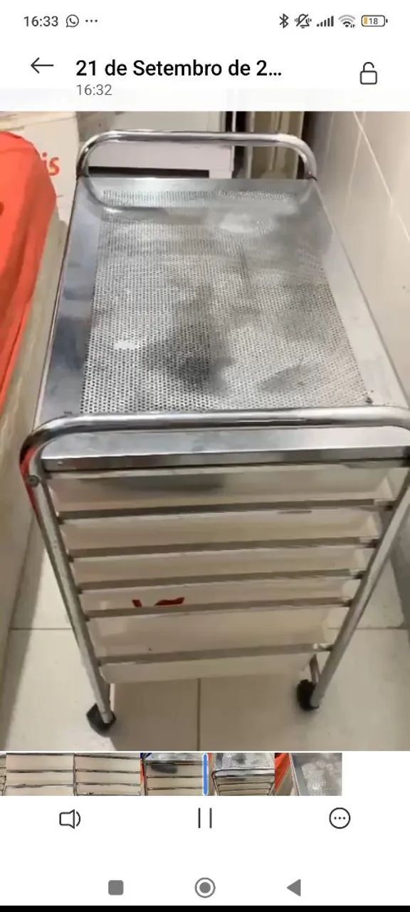 Carrinho Organizador de inox com gavetas e rodinhas - Foto 3
