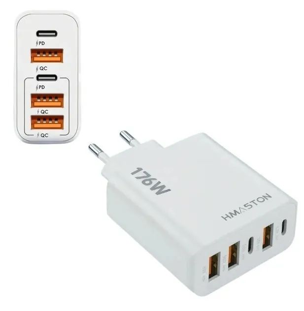 Fonte Carregador Turbo 176w Rápida 5 Saídas Usb E Tipo-c - Foto 3