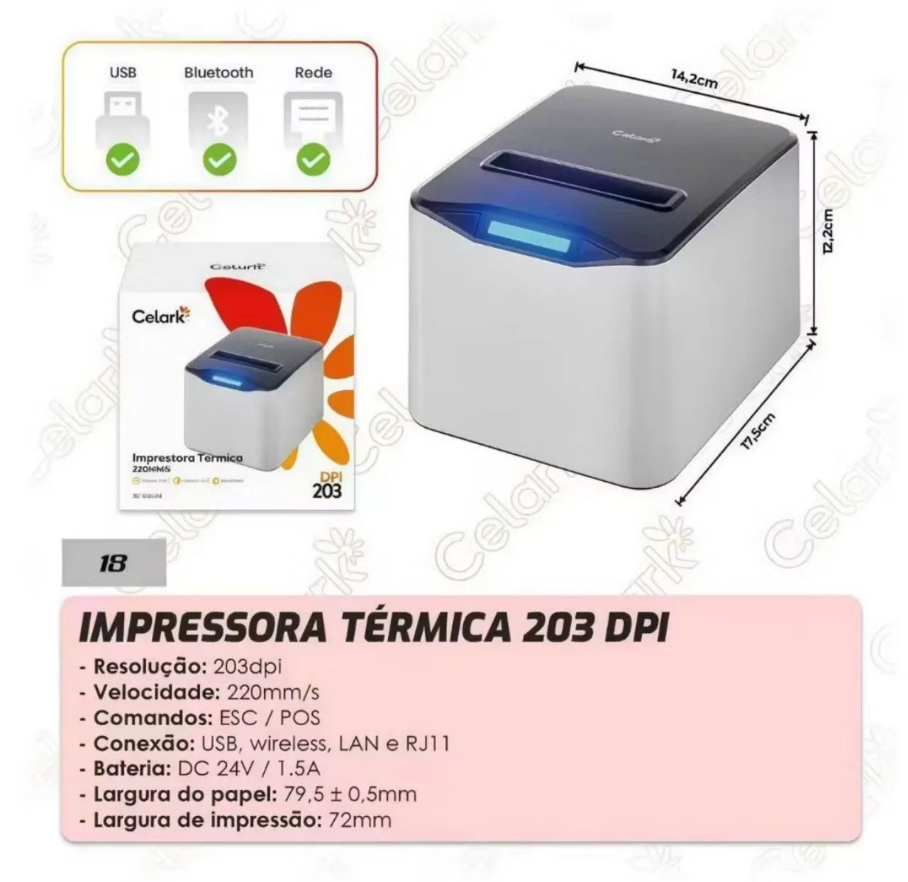 Impressora Térmica De Recibos Cupom Fiscal Etiquetas Com Corte Automático 80mm - Foto 3