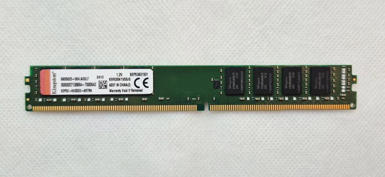 Memória RAM da Kingston DDR4 8GB 2666Mhz CL19 - KVR26N19S8/8.