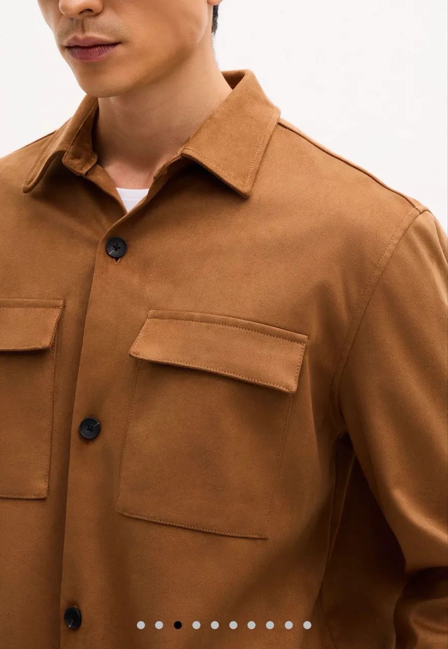 Jaqueta Overshirt em Suede Liso - Foto 3