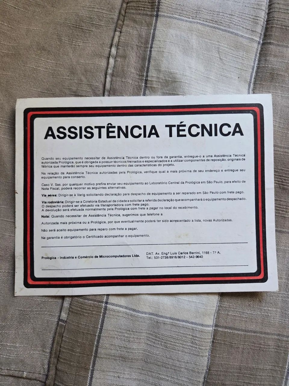 Certificado e garantia e carta de apresentação  antigo Computador Prológica - Foto 2
