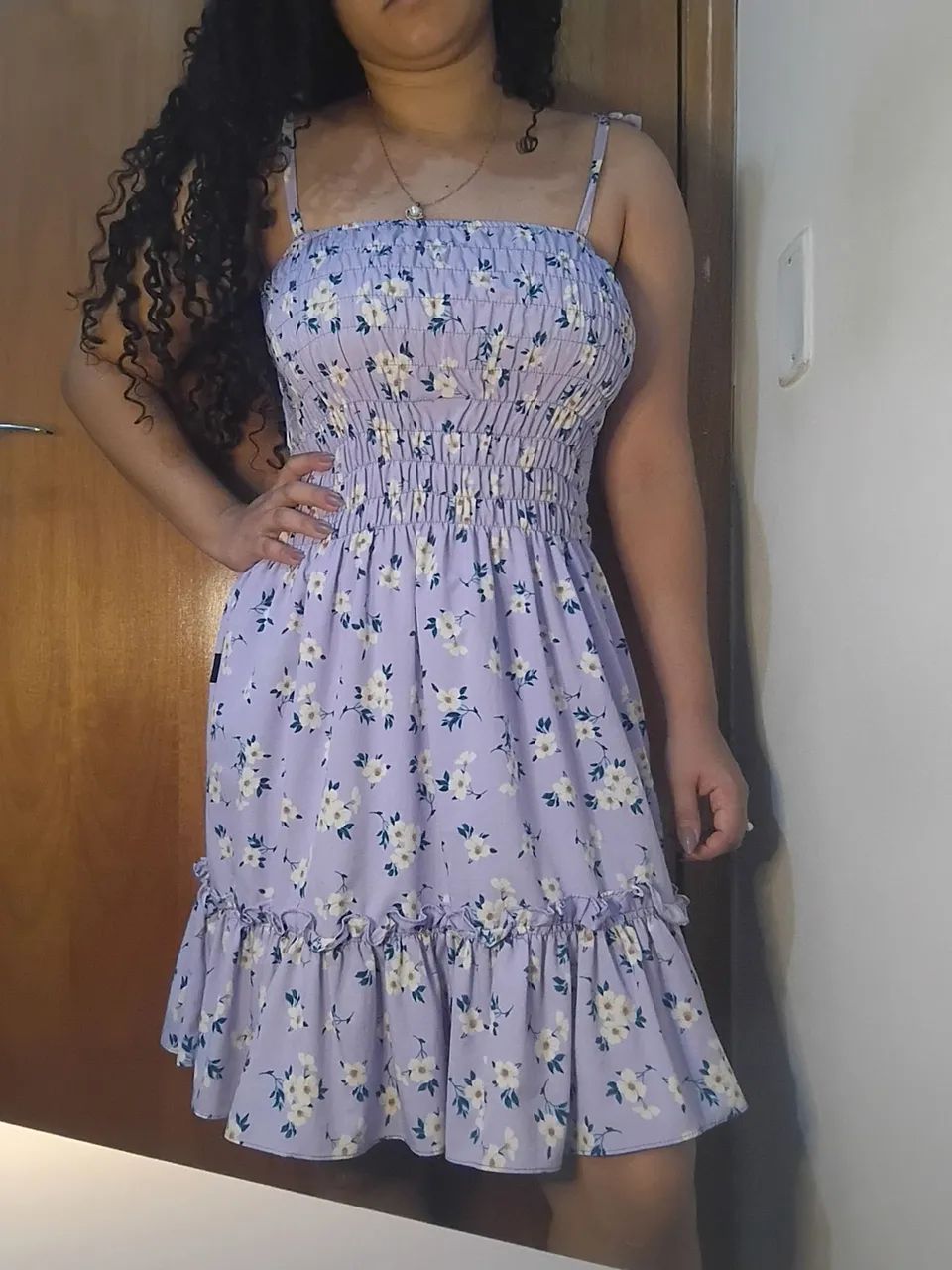 Vestido Lilás Longo Florido (Brechó) - Foto 5