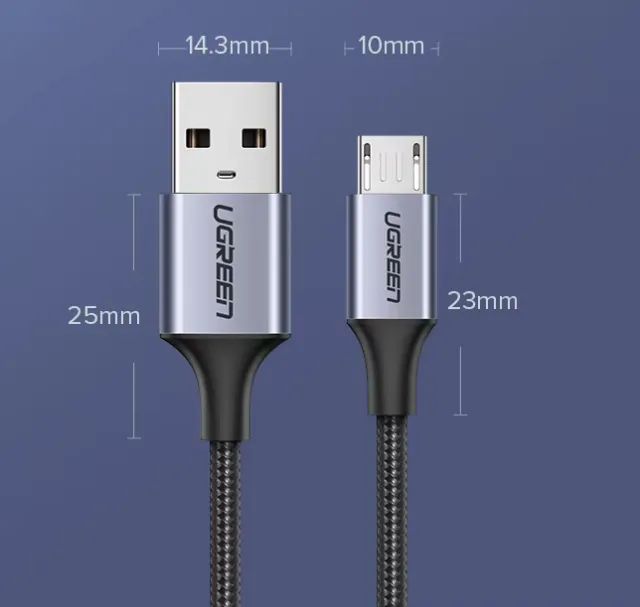 Cabo Carregamento Rápido 2.0A Micro USB 2m Ugreen - Foto 2