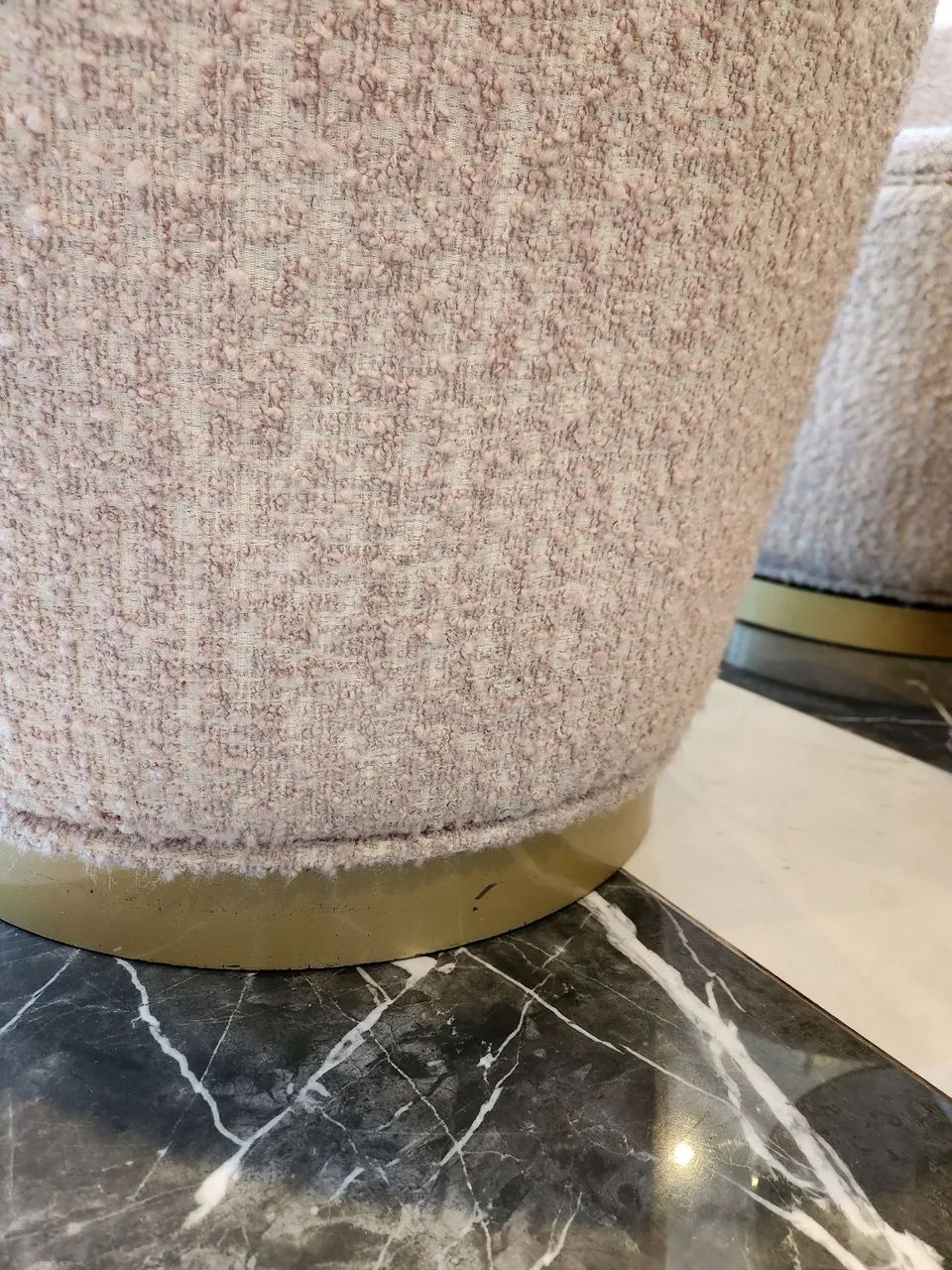 Poltrona giratória boucle rosa claro - Foto 4