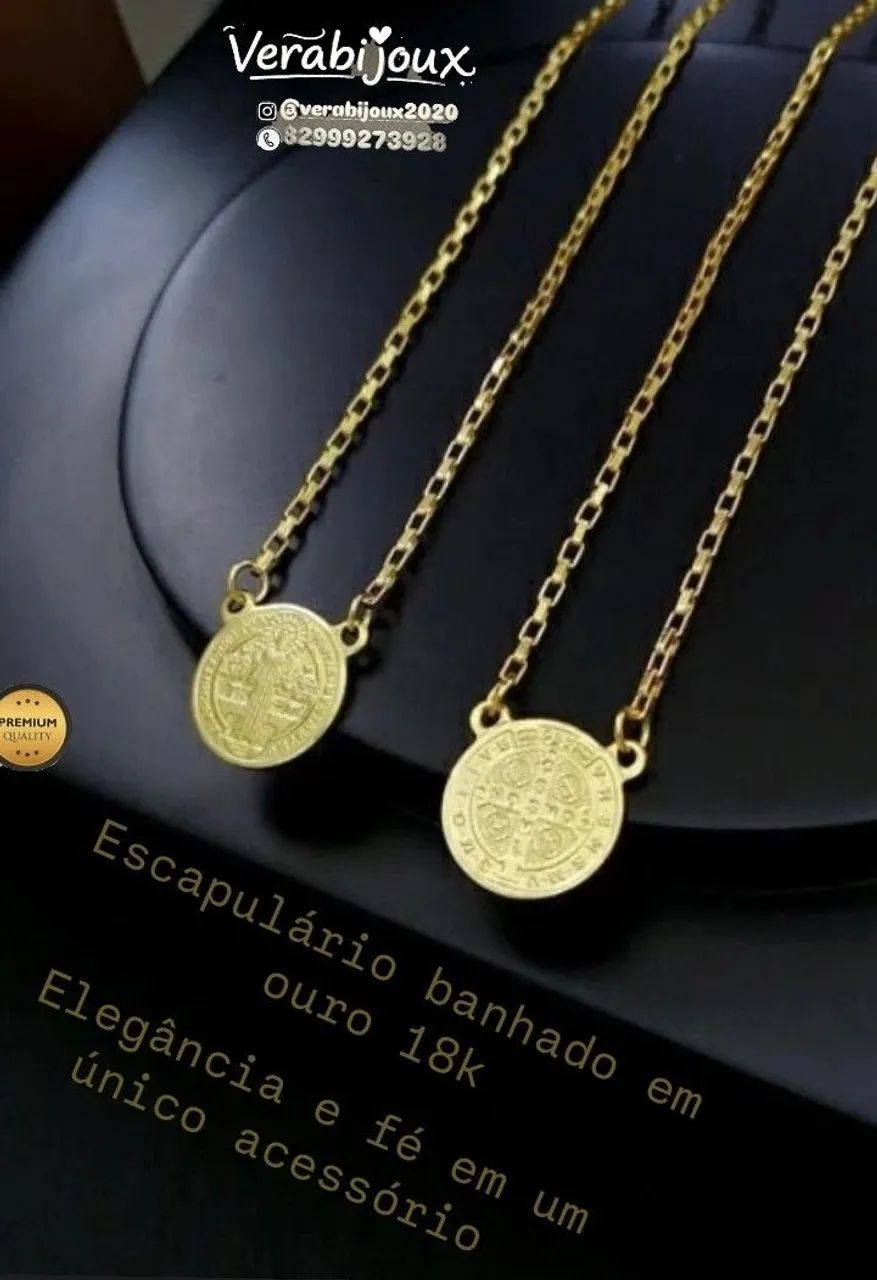 ESCAPULÁRIO MASCULINO BANHADOS A OURO 18K 