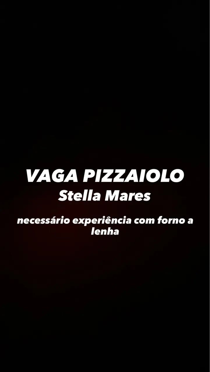 VAGA DE PIZZAIOLO E GARÇOM 
