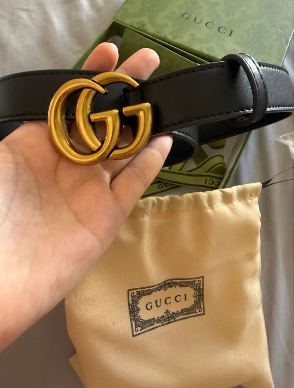 Cinto Gucci gg marmont preto 110cm - Foto 5