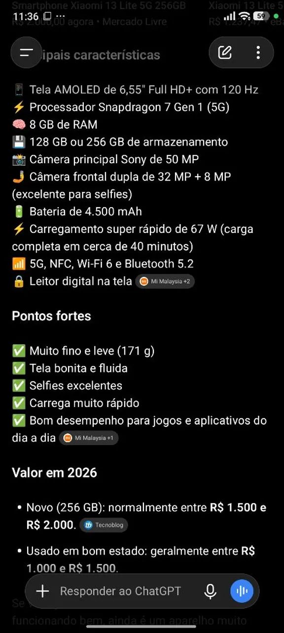 Xiaomi 13 Lite. 256 Giga de memória   - Foto 3