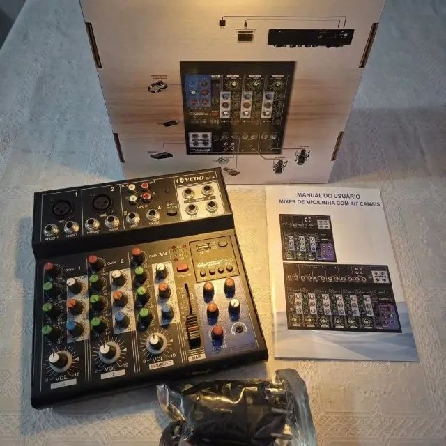 Mesas de Som 4 Canais 48v+ Usb/type C