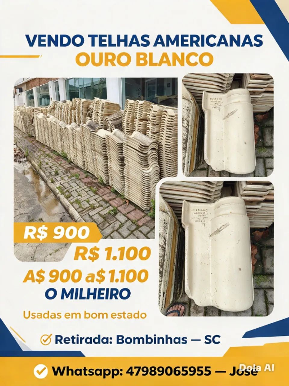 Telhas cerâmicas já esmaltadas usadas