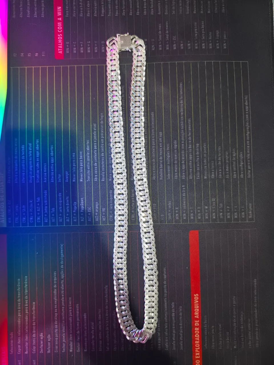 Corrente de prata Elo duplo e par de dedeiras - Foto 3