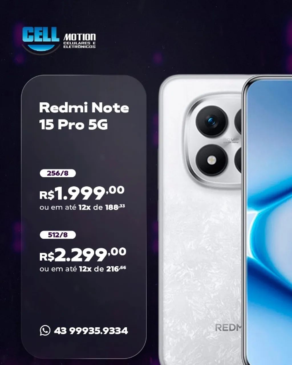 Xiaomi Redmi Note 15 Pro 5G 256GB e 512GB