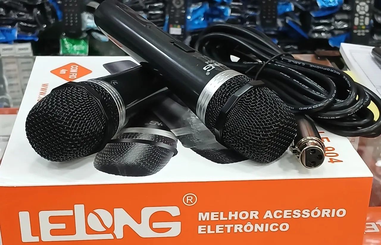 Kit 2 microfone com fio de 4m 