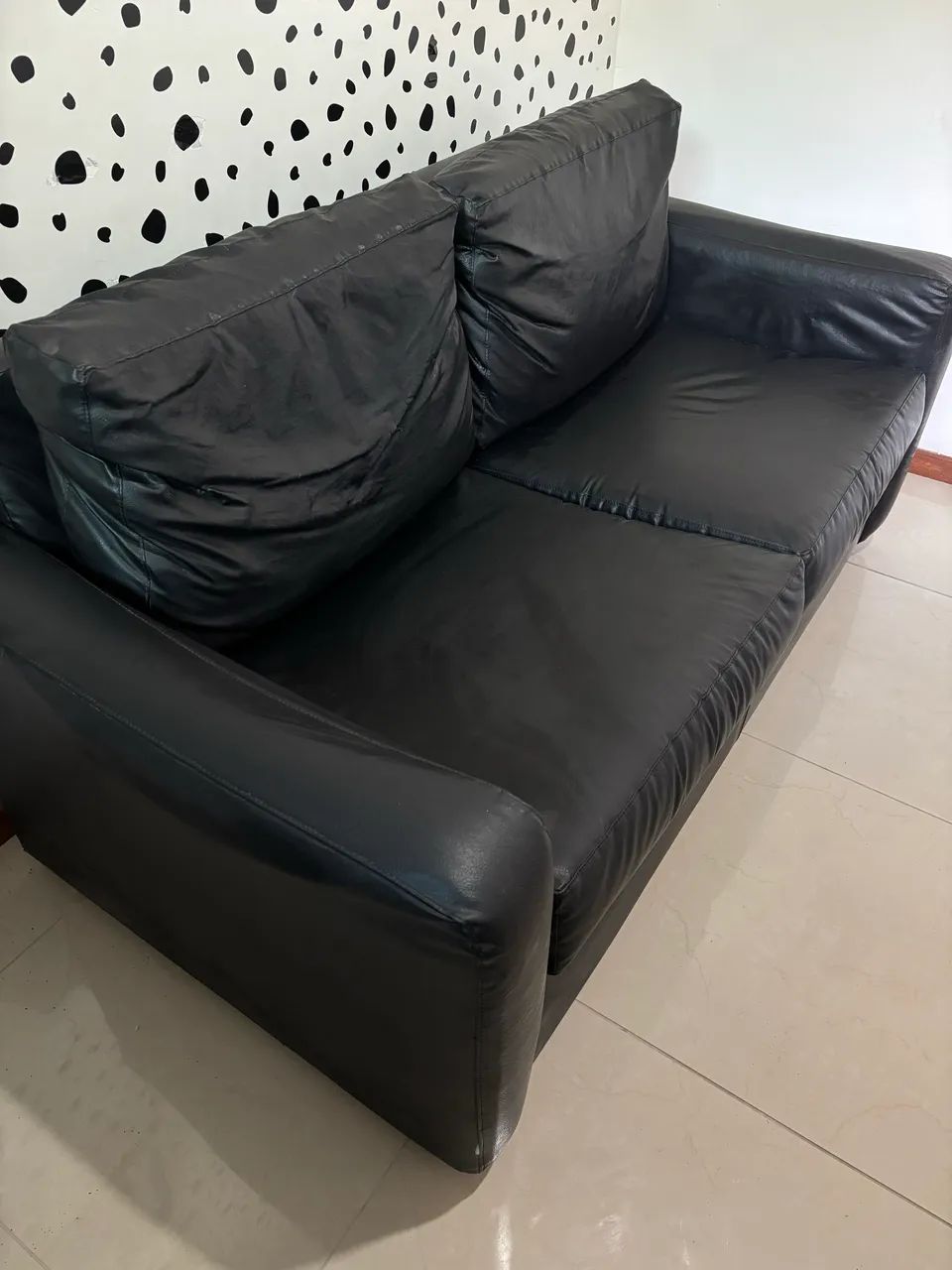 Sofá cama de couro legitimo preto - Foto 4