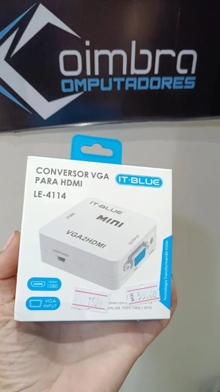 Conversor Vga Para Hdmi Áudio Tv Video Adaptador Vga x Hdmi - Loja Coimbra  Entrega