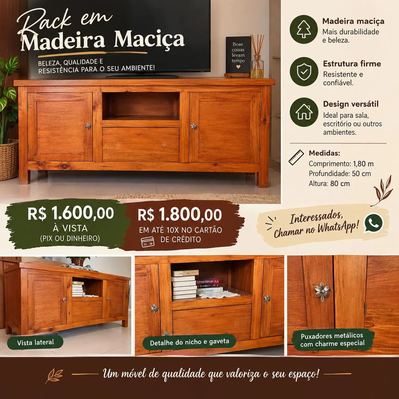 Rack sala em madeira. 