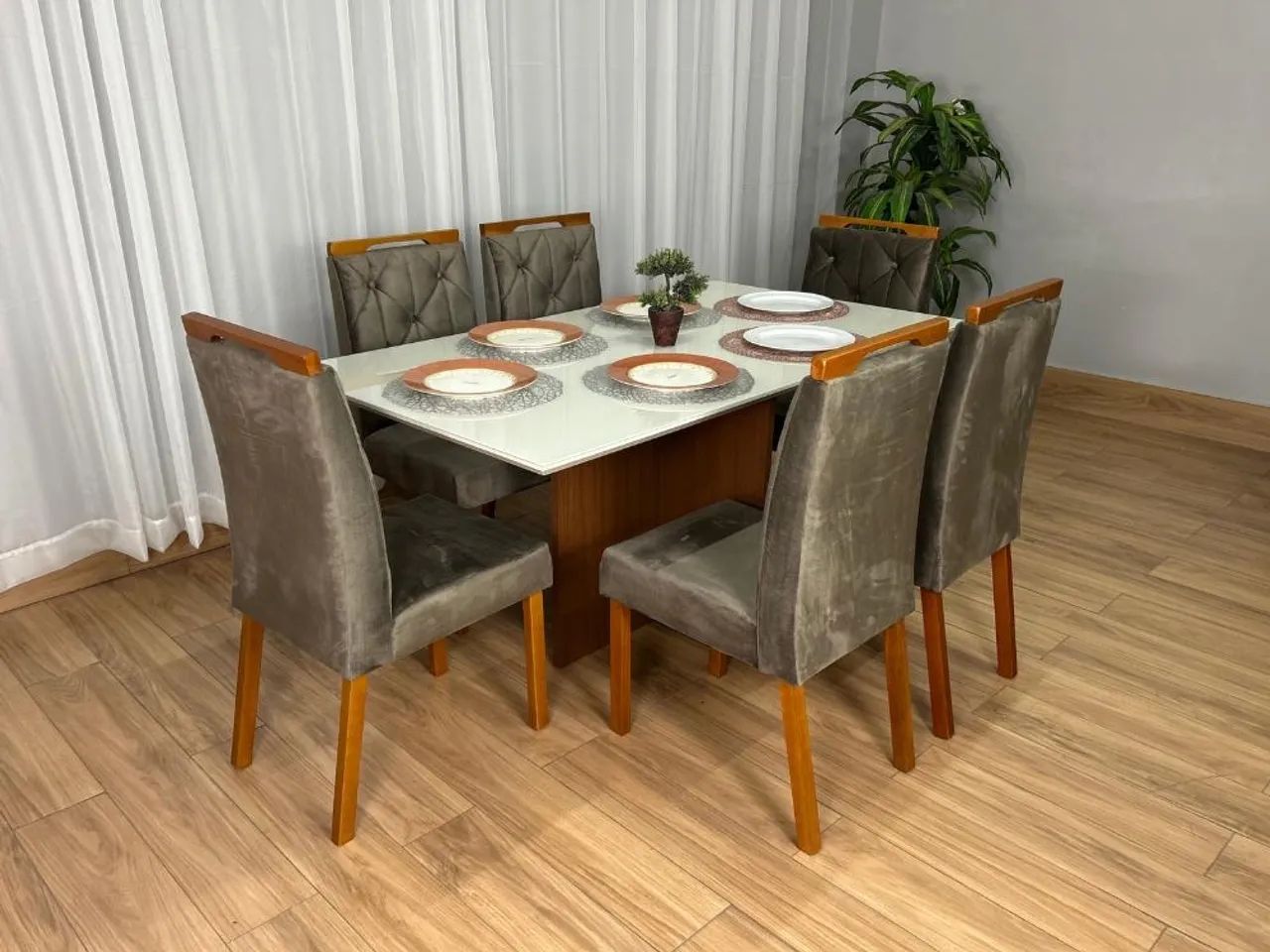 Mesa de Jantar Helo 1.60×0.90 Com 6 Cadeiras l65