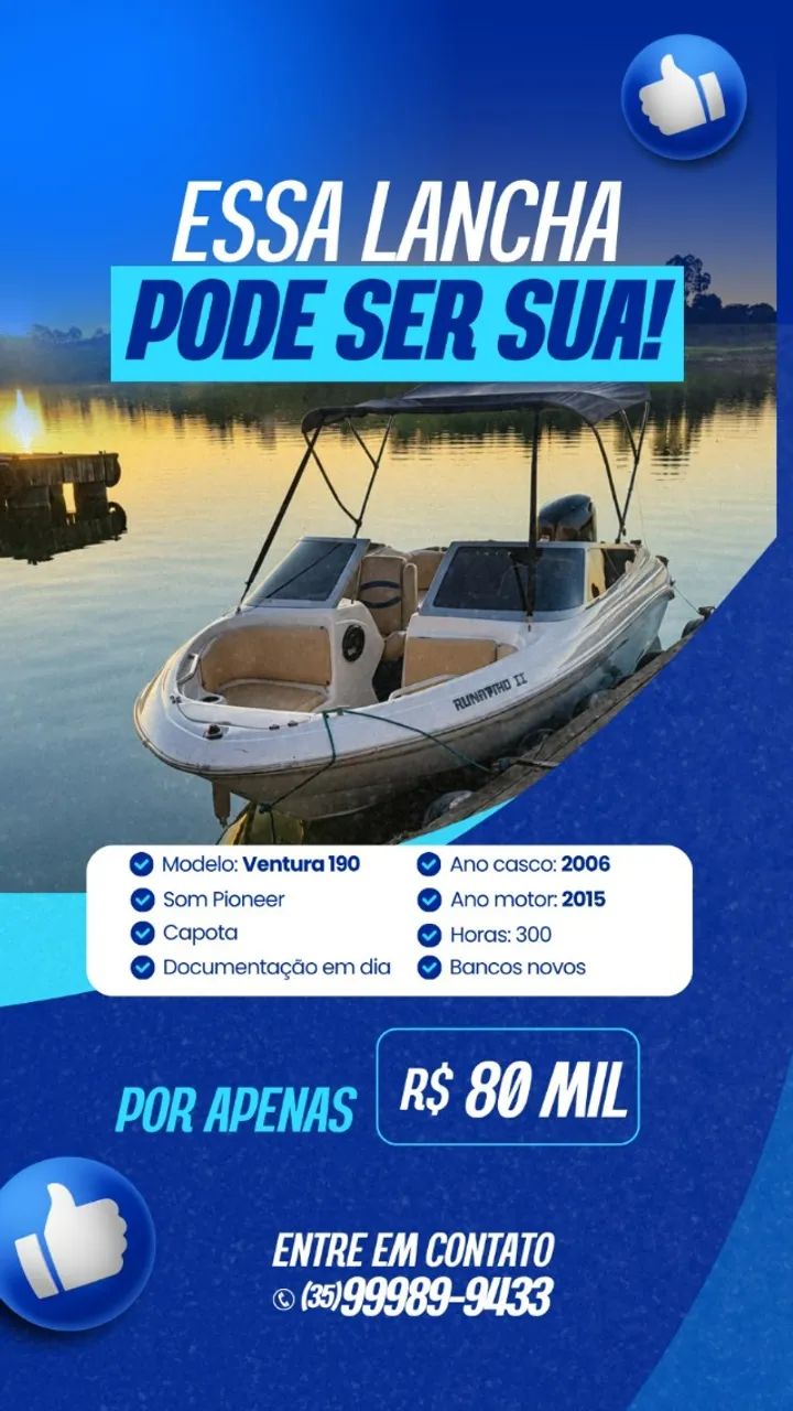 Lancha VENTURA 190 com carreta rodoviaria