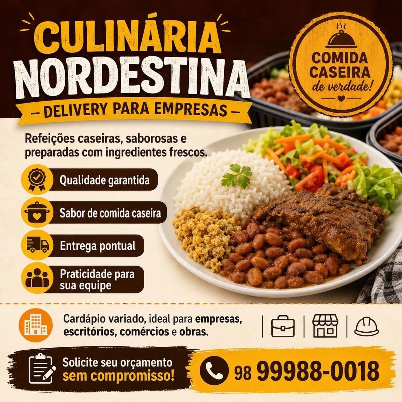 Fornecemos quentinhas 
