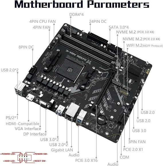 Placa-mãe nova Machinist B450M AM4 K - para AMD AM4 - Foto 5
