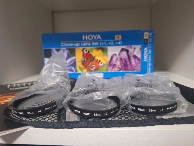 Kit Filtro Macro HOYA 58mm (+1, +2, +4). Com estojo, na caixa, SEM USO! - Foto 3