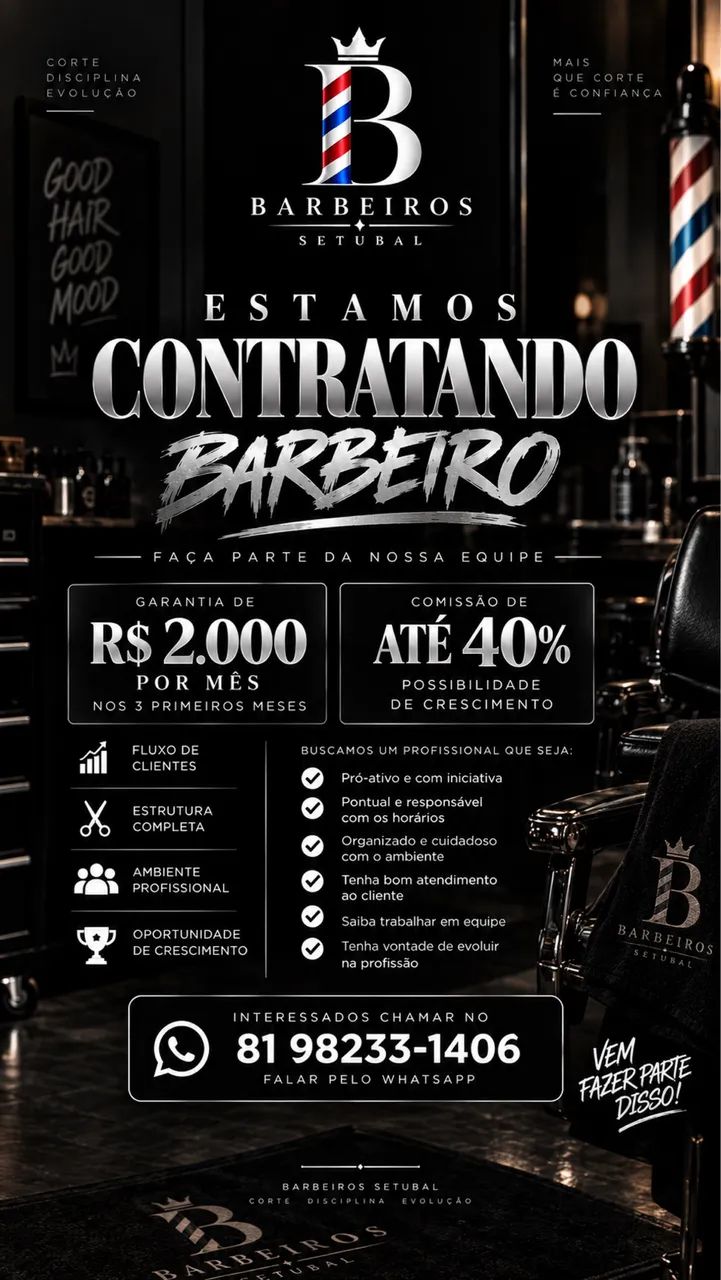 VAGA DE BARBEIRO EM SETUBAL 