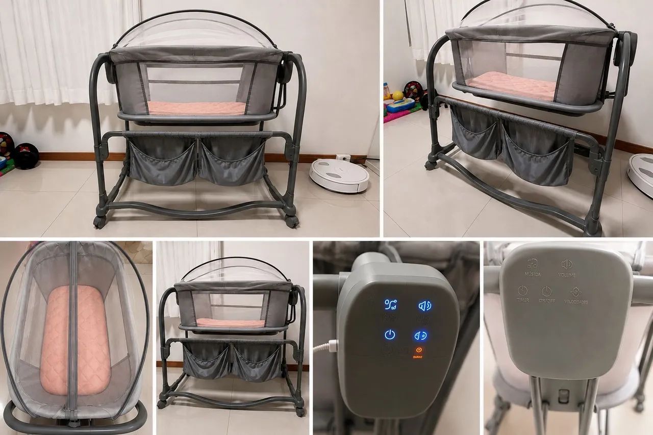 Berço Mastela Automático Bluetooth 18kg + Balanço e Touch