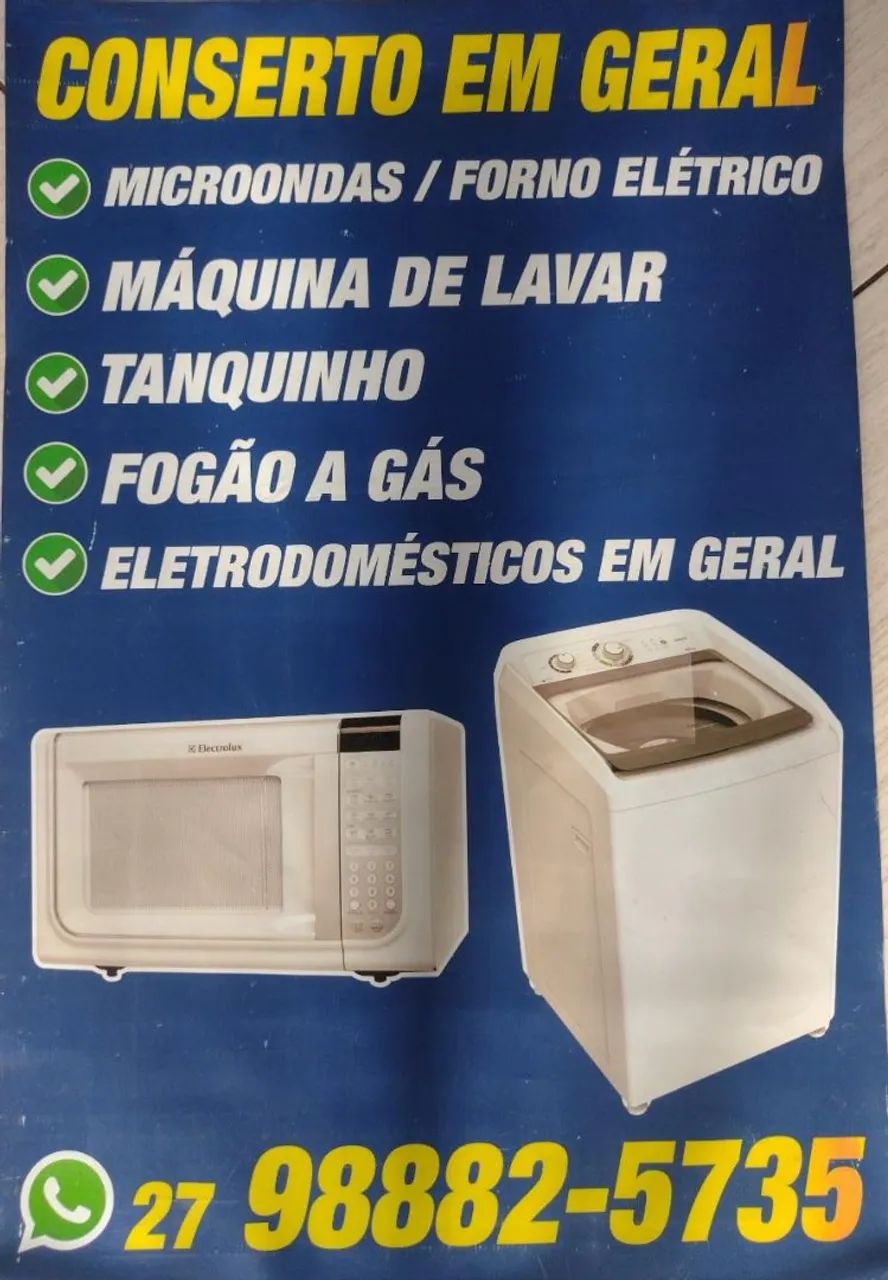 Conserto de máquina de lavar e microondas 