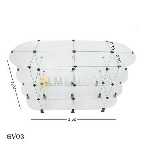 Gondola central de vidro 1,60 x 1,00 x 0,30 frete gratis SP