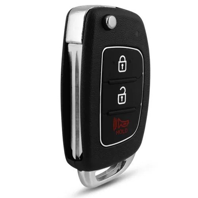 Chave Canivete Hyundai HB20 2012 à 2019 3 Botões Preto P/ Alarme Automotivo