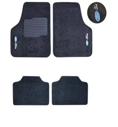 Jogo Tapete universal ford cinza com Logo caperte 4 pcs
