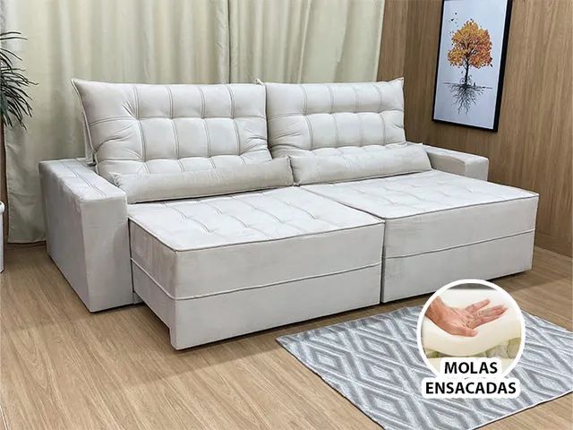 Sofá Retrátil Reclinável 2,90m D33 Molas Ensacadas Elegance a64