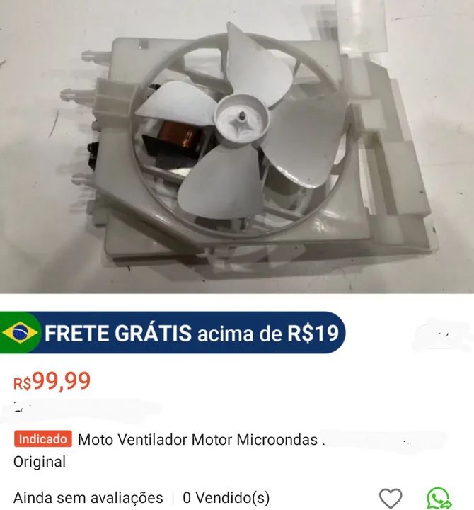 Ventoinha Microondas Electrolux ME044 e BRASTEMP BMS35