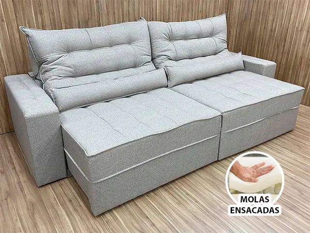 Sofá Retrátil Reclinável 2,90m D33 Molas Ensacadas Elegance a64 - Foto 2