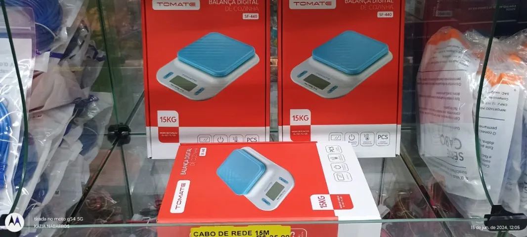 Balança Culinária, Dieta, Comércio pesos em geral Tomate SF-440 pesa até 15kg azul - Foto 6