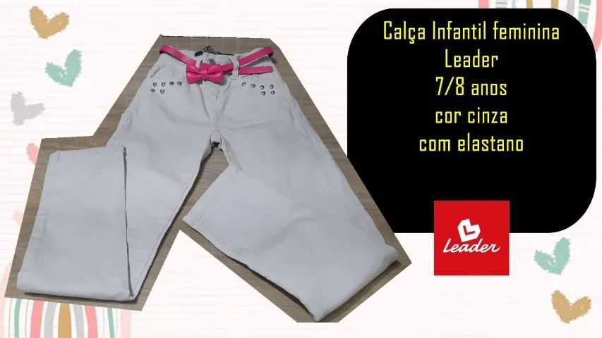 Calça Infantil feminina Leader 7/8 anos cor cinza