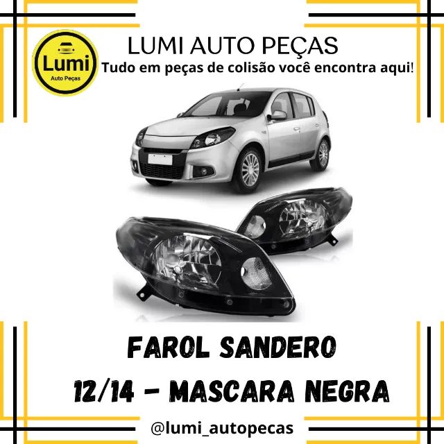 Farol Sandero 12/14 Máscara Negra - NOVO 