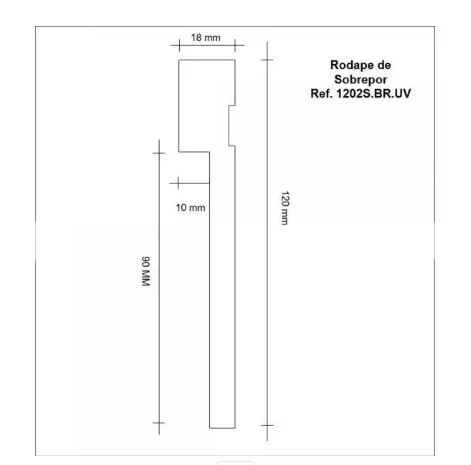 Rodapé de MDF Ultra 12cm x 18mm x 1,80m Barra de Sobrepor com Friso Resistente a Umidade - Foto 2