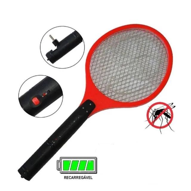 Raquete Mata Mosca e Mosquito Elétrica Recarregável - Foto 6