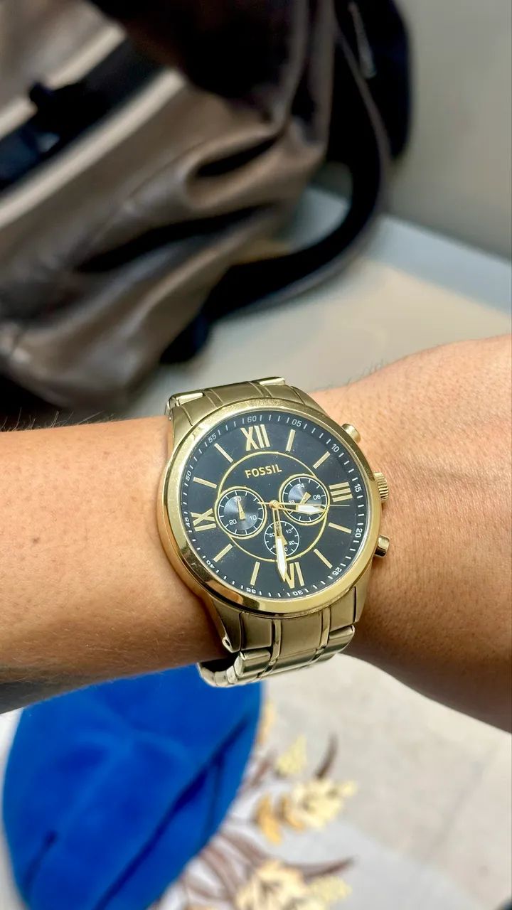 Relógio Cronógrafo Fossil Masculino - Dourado