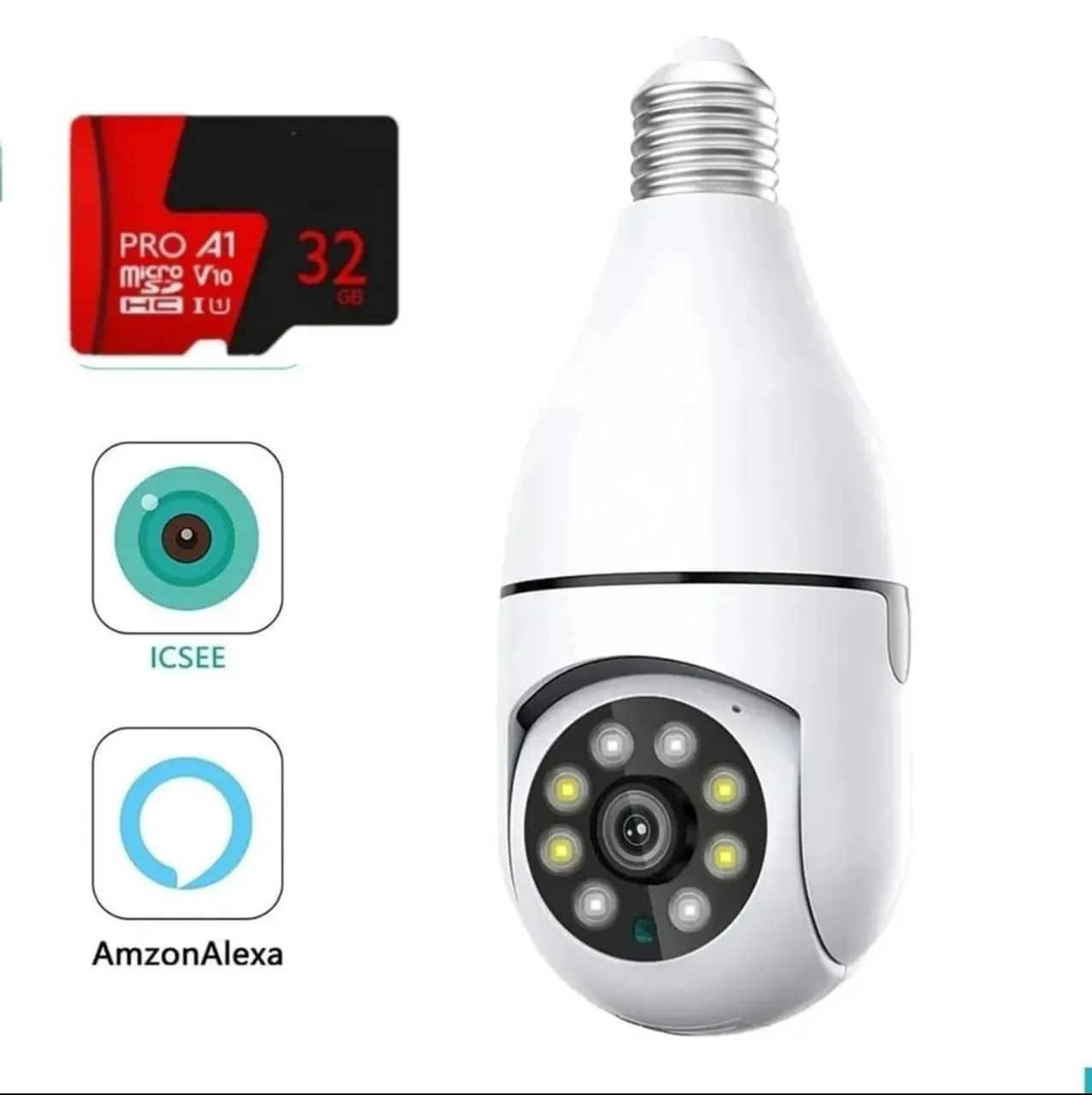 Câmera de Segurança Wi-Fi 4mpx E27 + cartão 32GB